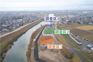 秋の調査区を上流側からみたようす