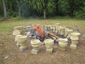 縄文土器野焼き